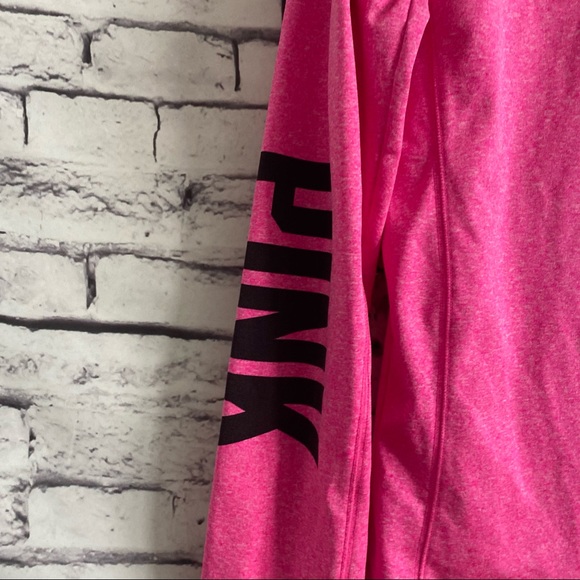 Victoria’s Secret Pink Half-Zip Pullover Heathered Pink/Black Size Large - Picture 3 of 5